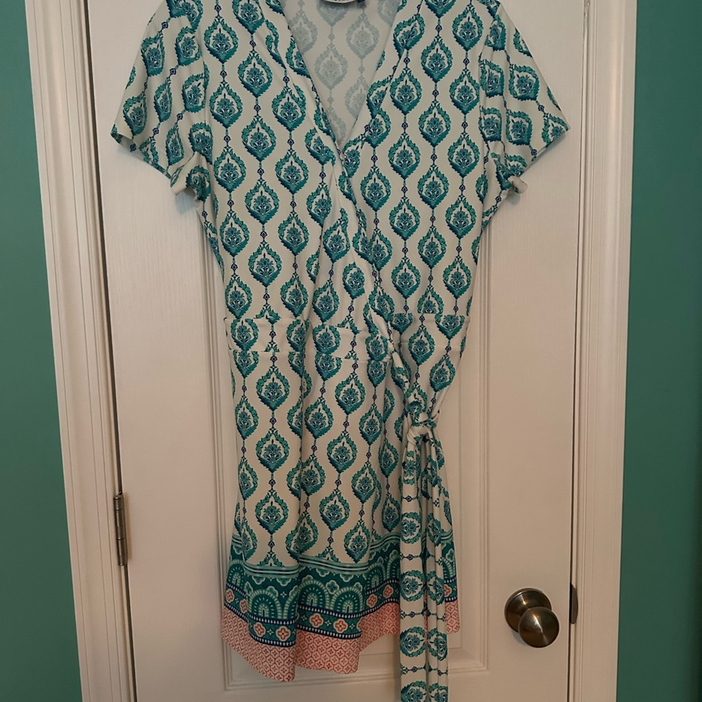Cabana Life Teal and White Romper